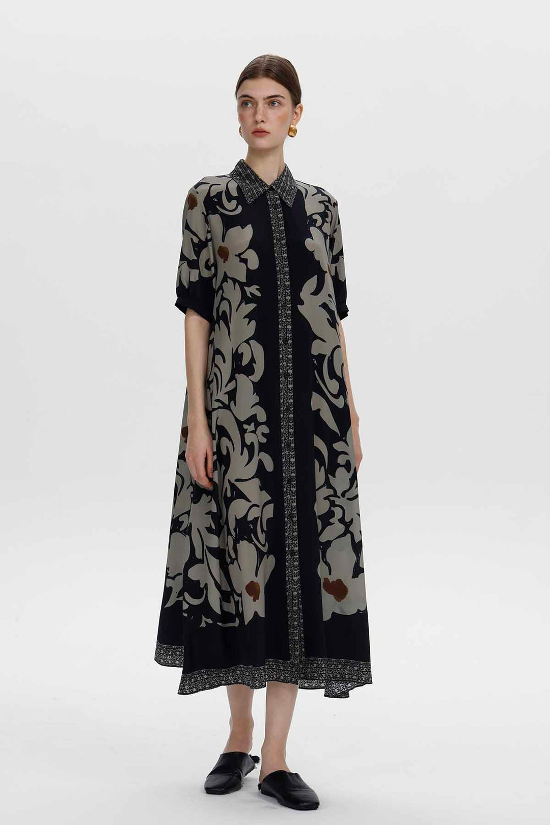 Aveline Vintage Floral Silk Dress