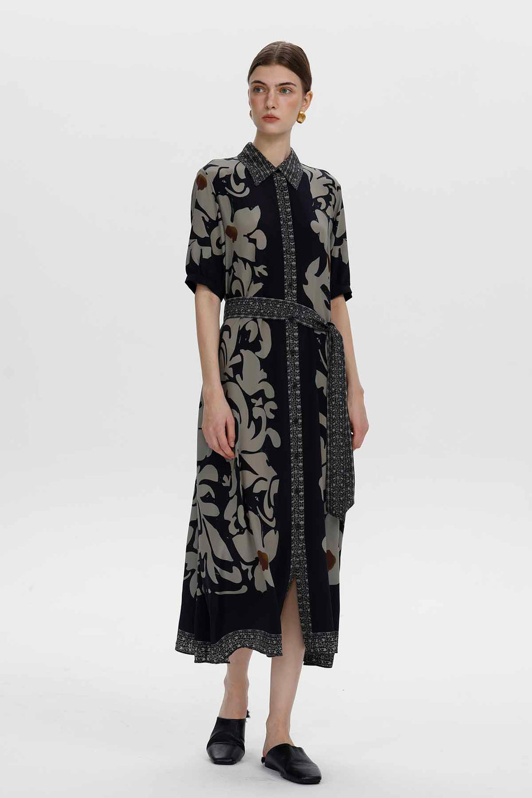 Aveline Vintage Floral Silk Dress