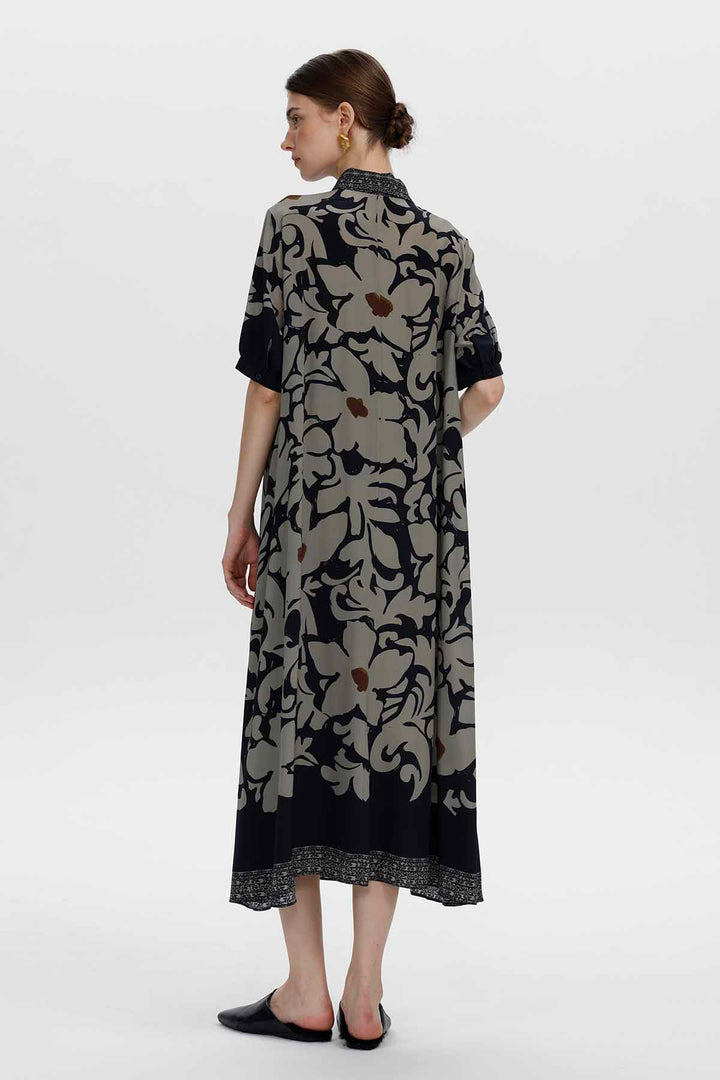 Aveline Vintage Floral Silk Dress