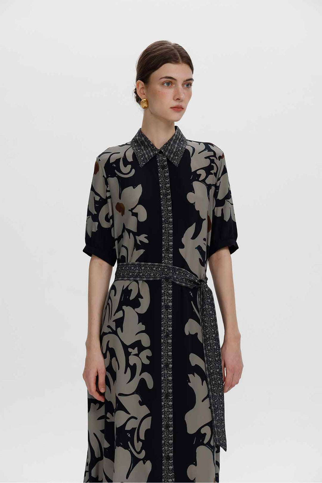 Aveline Vintage Floral Silk Dress