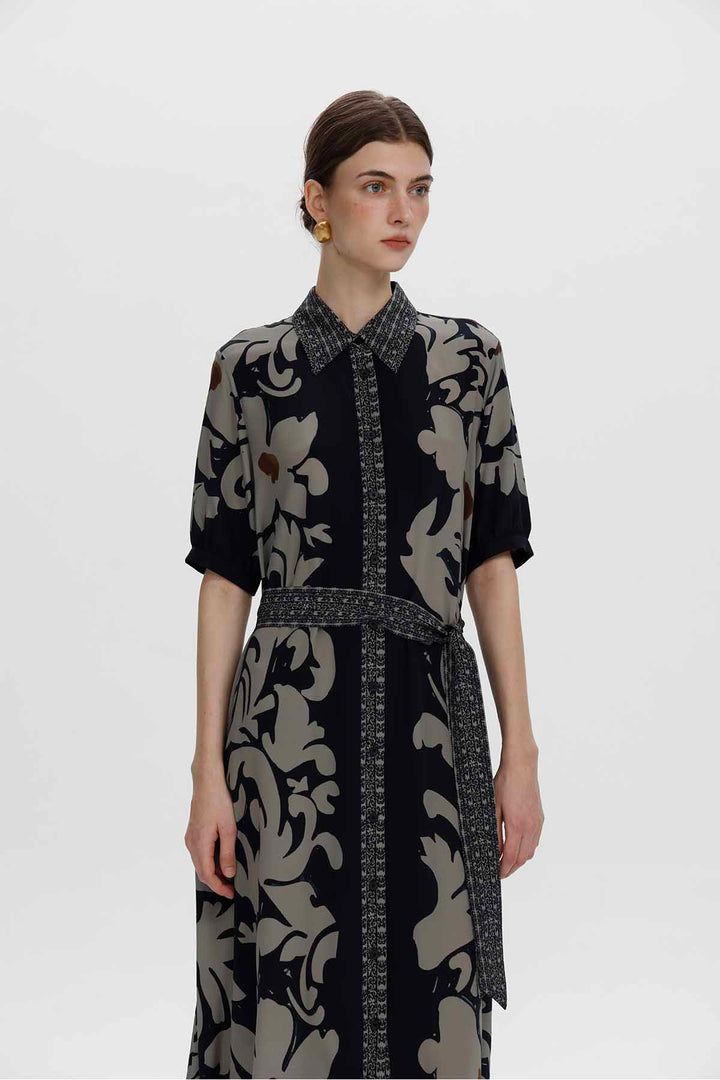 Aveline Vintage Floral Silk Dress