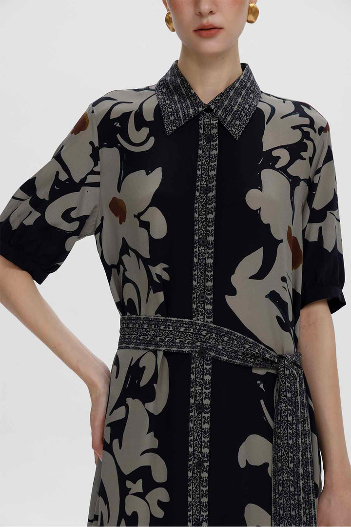 Aveline Vintage Floral Silk Dress
