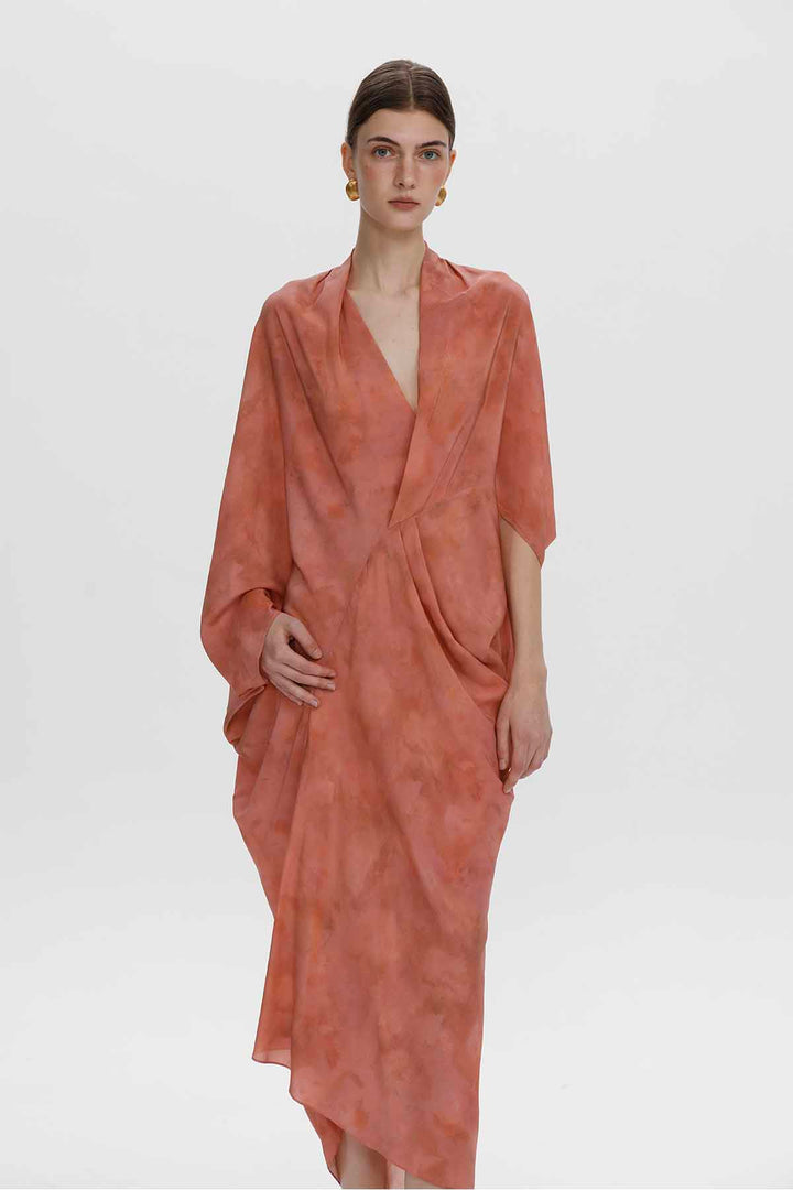 Aeris Draped Silk Dress