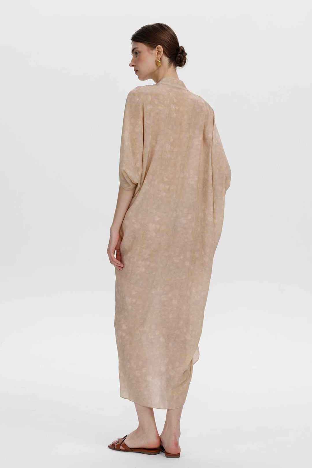 Aeris Draped Silk Dress - Champagne Beige