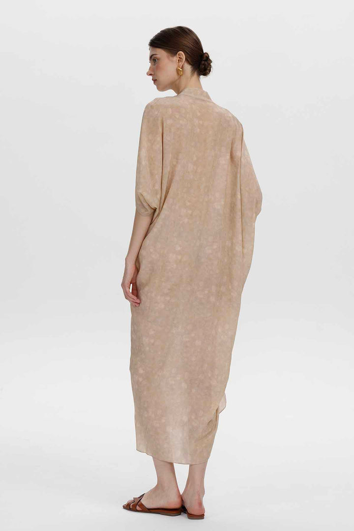 Aeris Draped Silk Dress - Champagne Beige