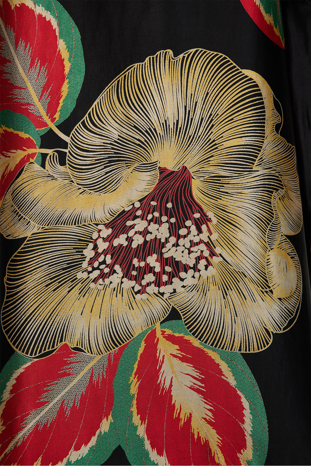 Robe longue confortable en soie à imprimé floral - Rouge