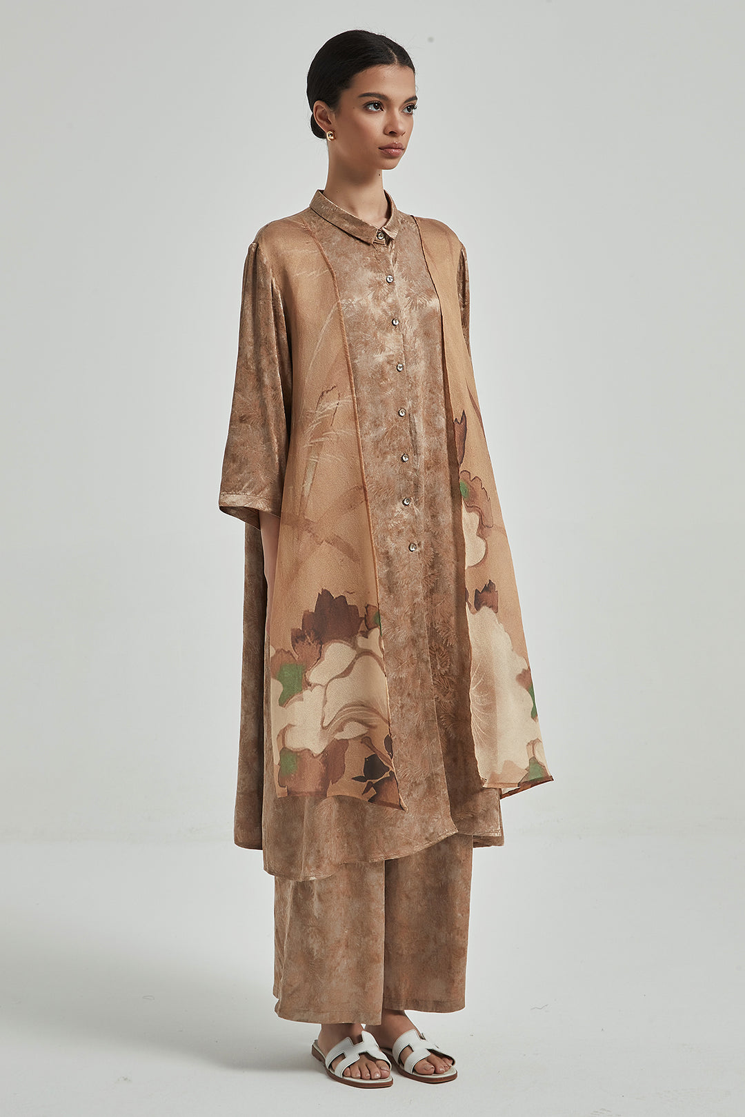 Designer Style Vintage Wide Leg Two Set - KHAKI