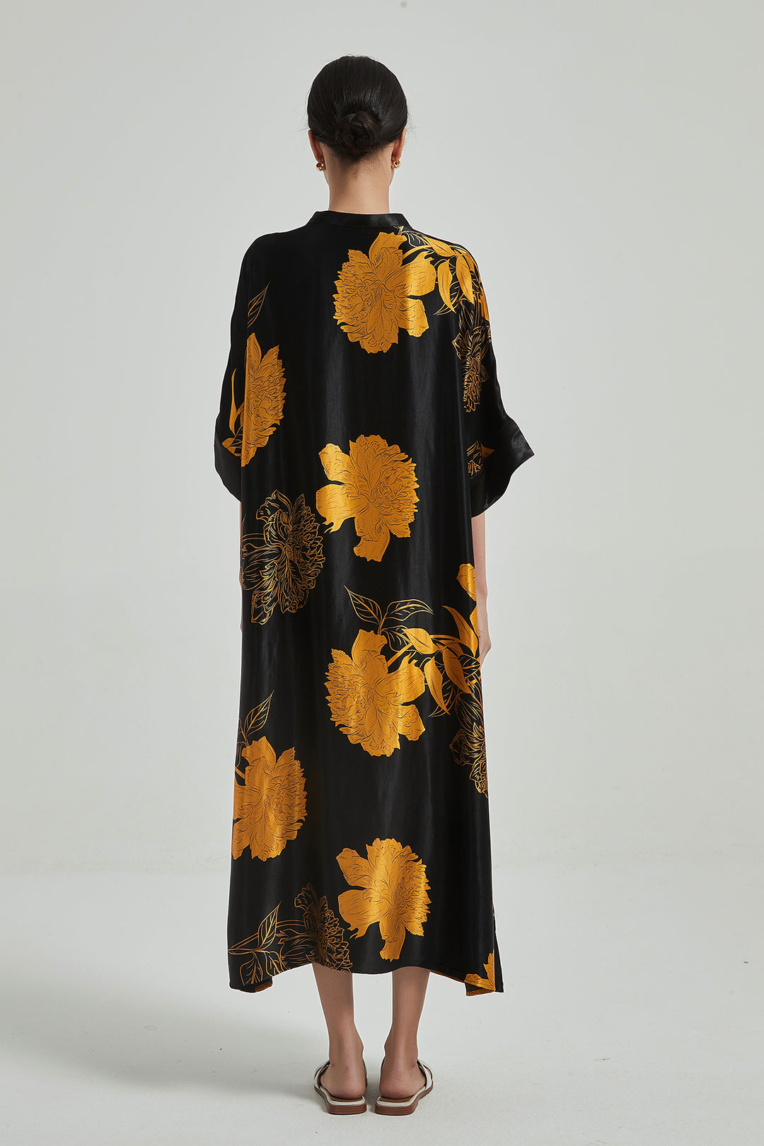 Vestido maxi vintage com design de flores grandes plus size