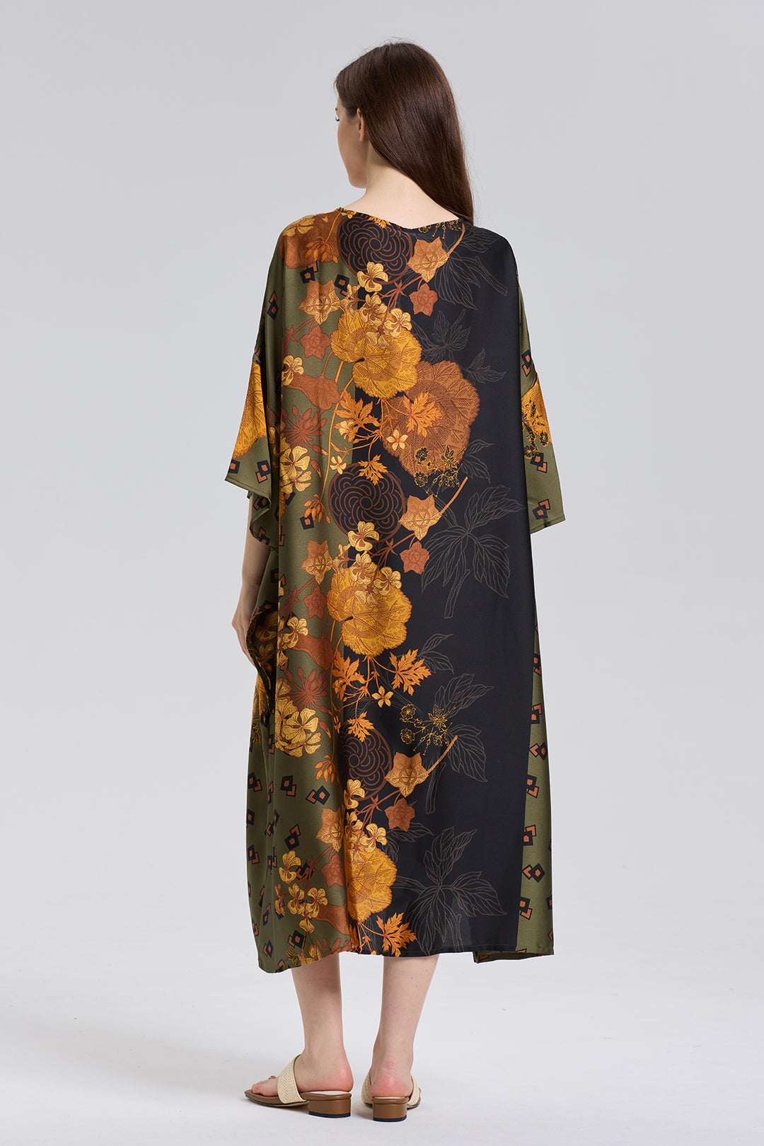 Chiara Retro Flower Cozy Silk Dress