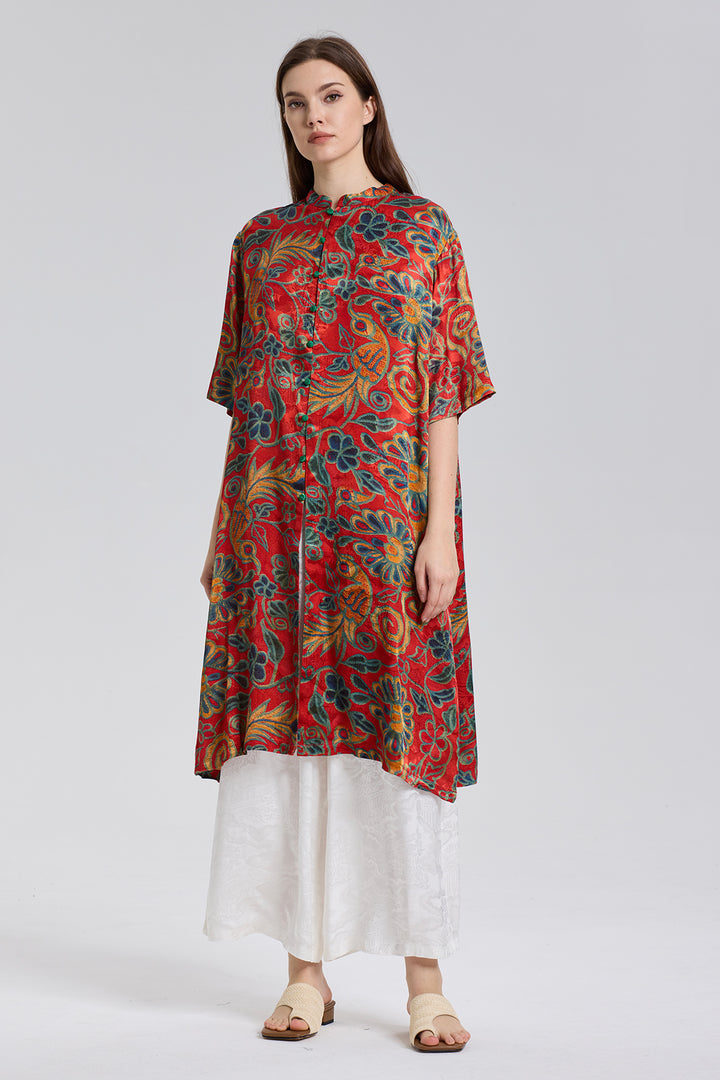 Pine Embroidered Wide Leg Pants Suit