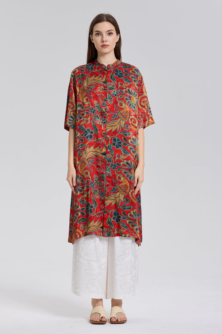 Pine Embroidered Wide Leg Pants Suit