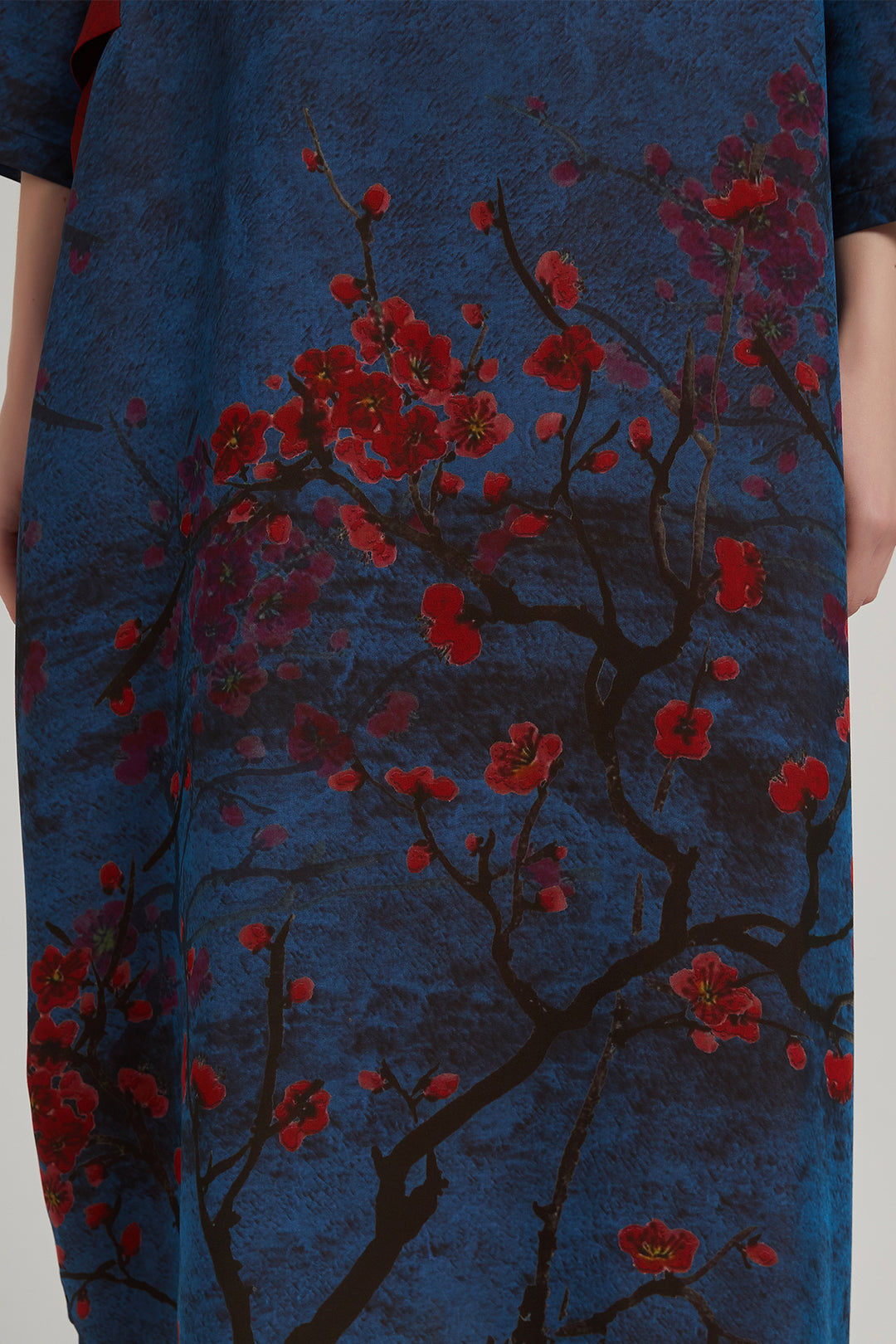 Ref Retro Artistic Print Silk Dress