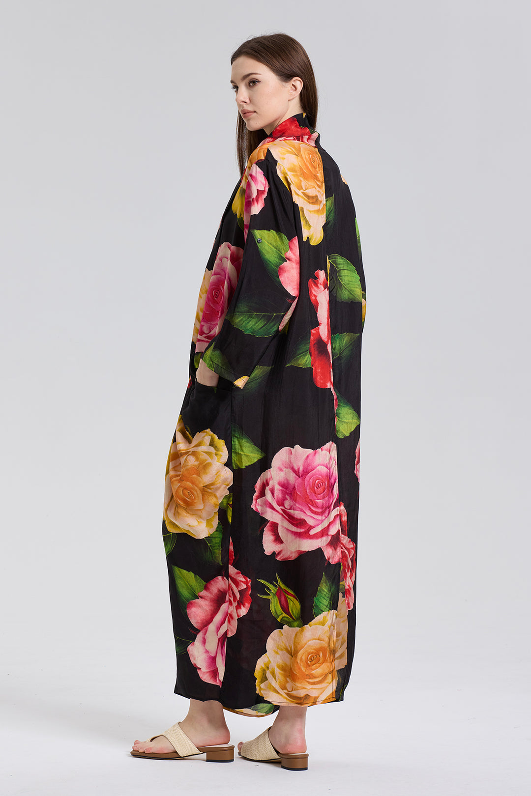 Kara Vintage Flower Cross Front Maxi Dress