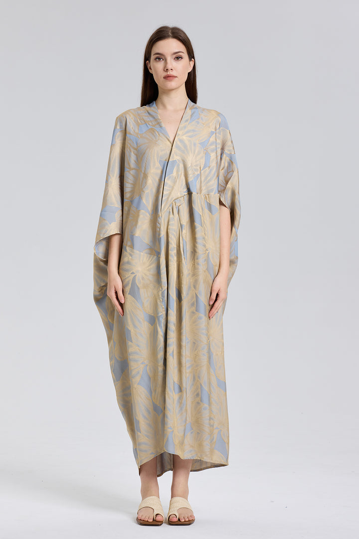 Mabel Casual Kimono Print Cozy Silk Dress
