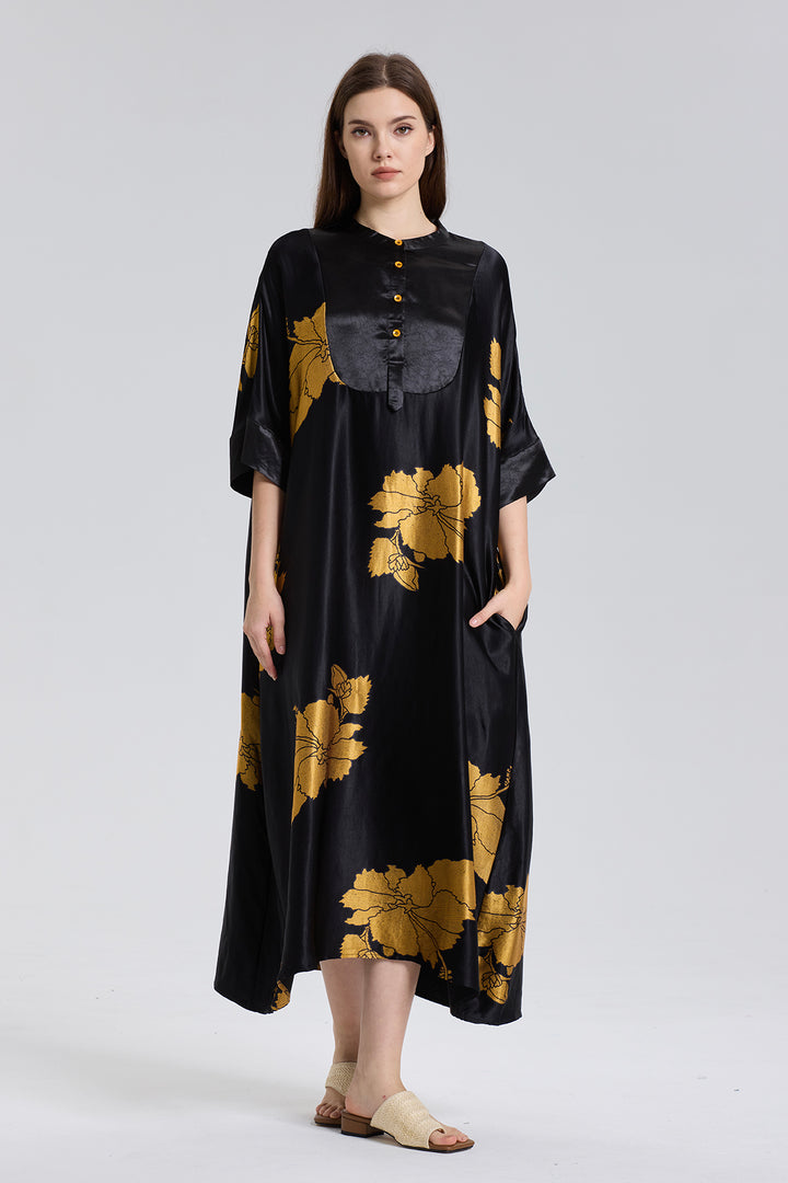 Miranda Flower Elegant Silk Dress