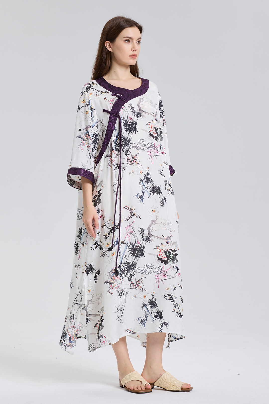 Monika Retro Design Elegant Maxi Silk Dress
