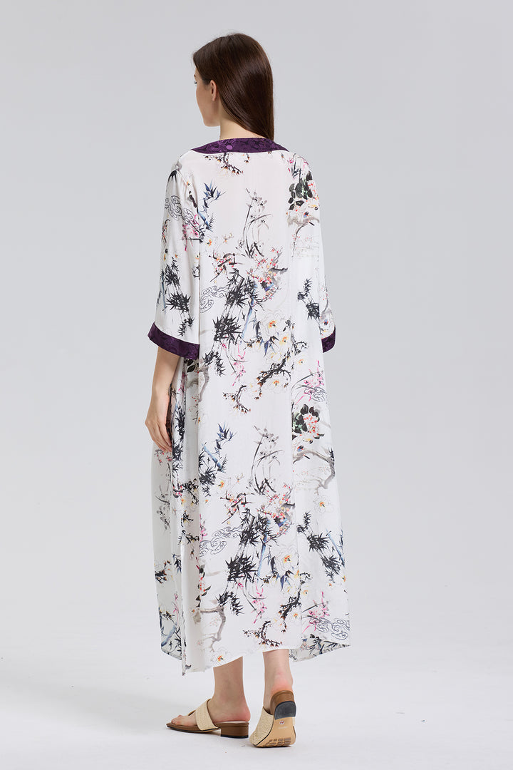 Monika Retro Design Elegant Maxi Silk Dress