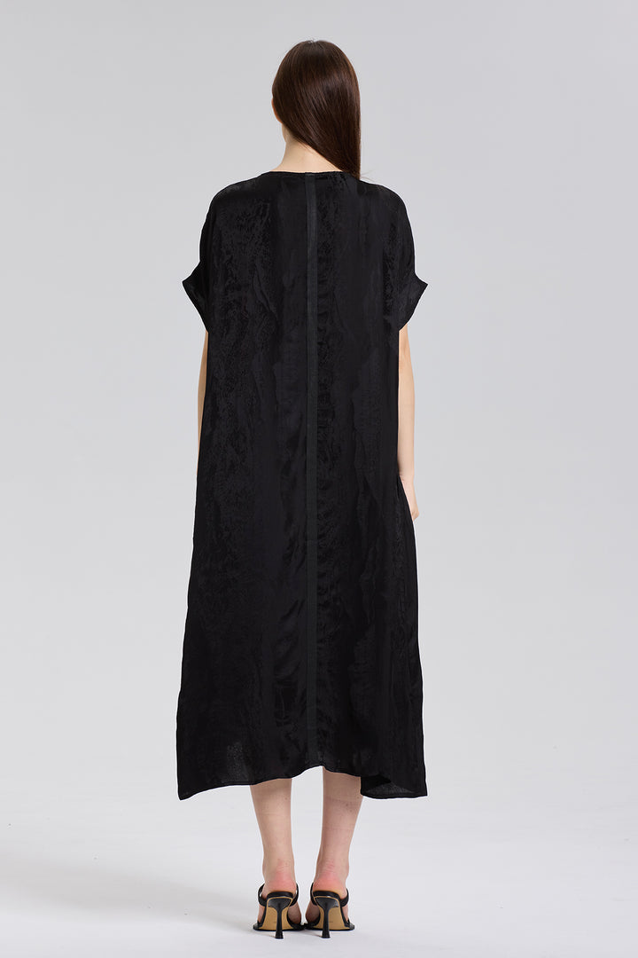 Retro Casual Short Sleeve Silk Dress