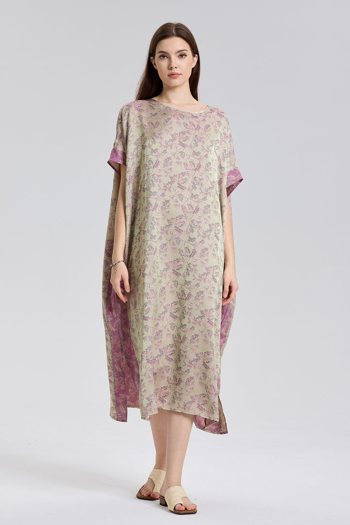 Choux cozy Elegant Print Silk Dress