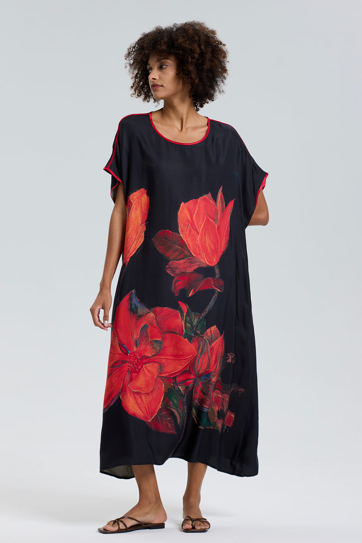 Flower Print Elegant Maxi Dress