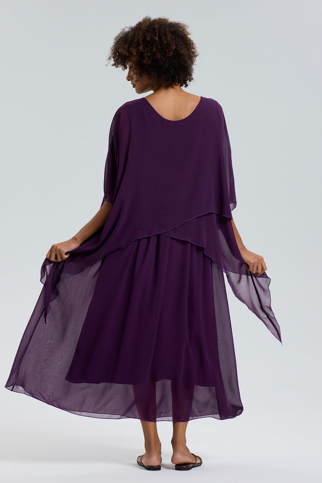 Short Sleeve Solid Casual Silk Dress