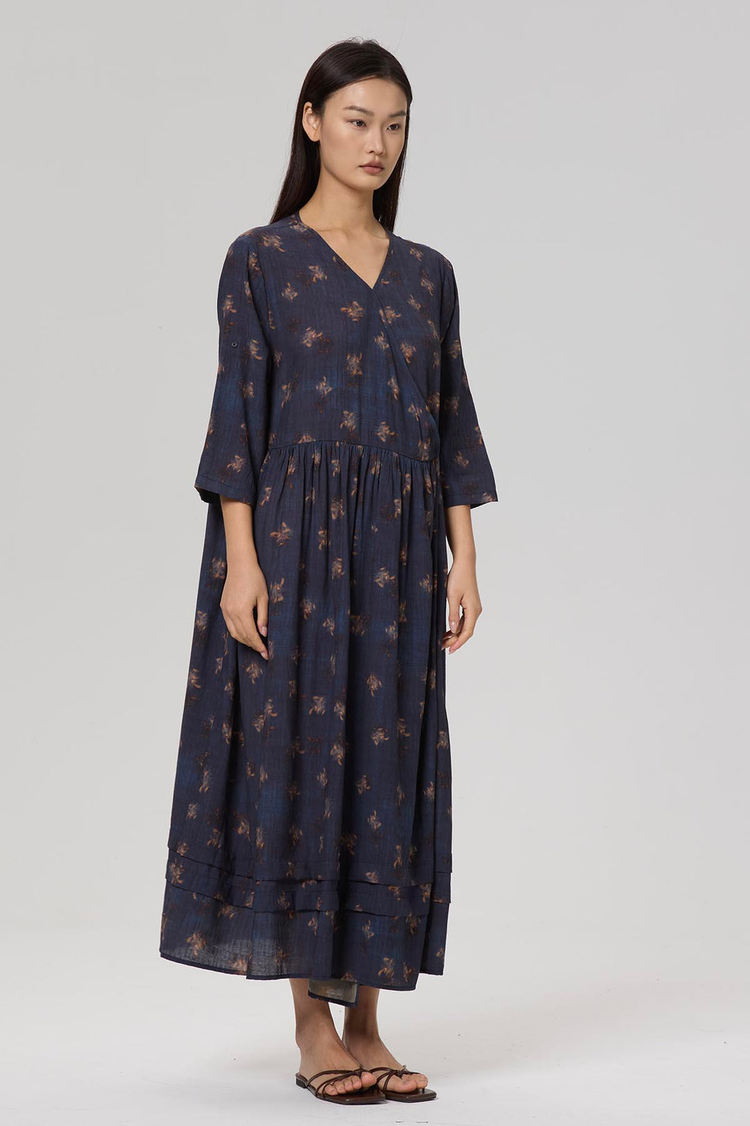 Eveline V-Neck Wrap Ethnic Dress