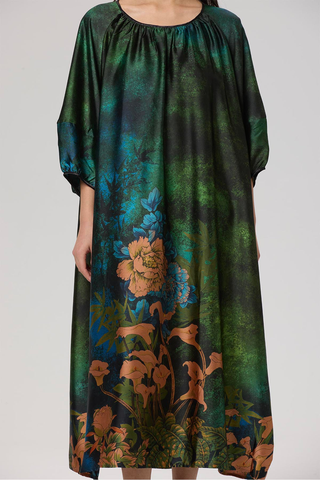 retro print maxi dress Champagne Vintage Print Linen Blend Maxi Dress
