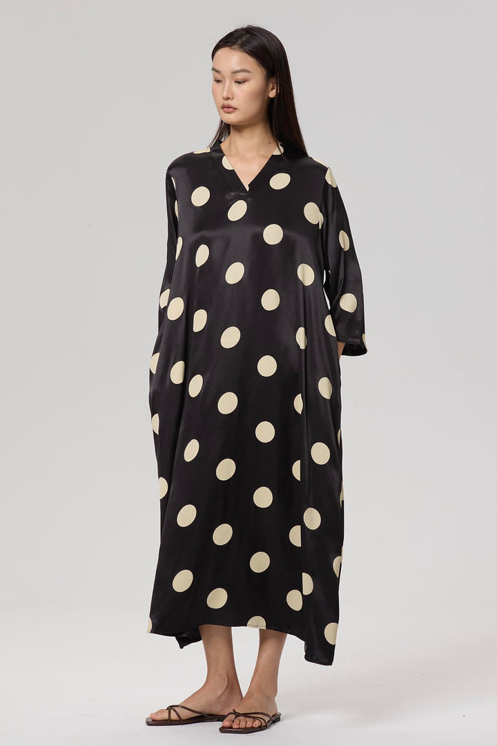 Akika Polka Dot Casual Maxi Dress