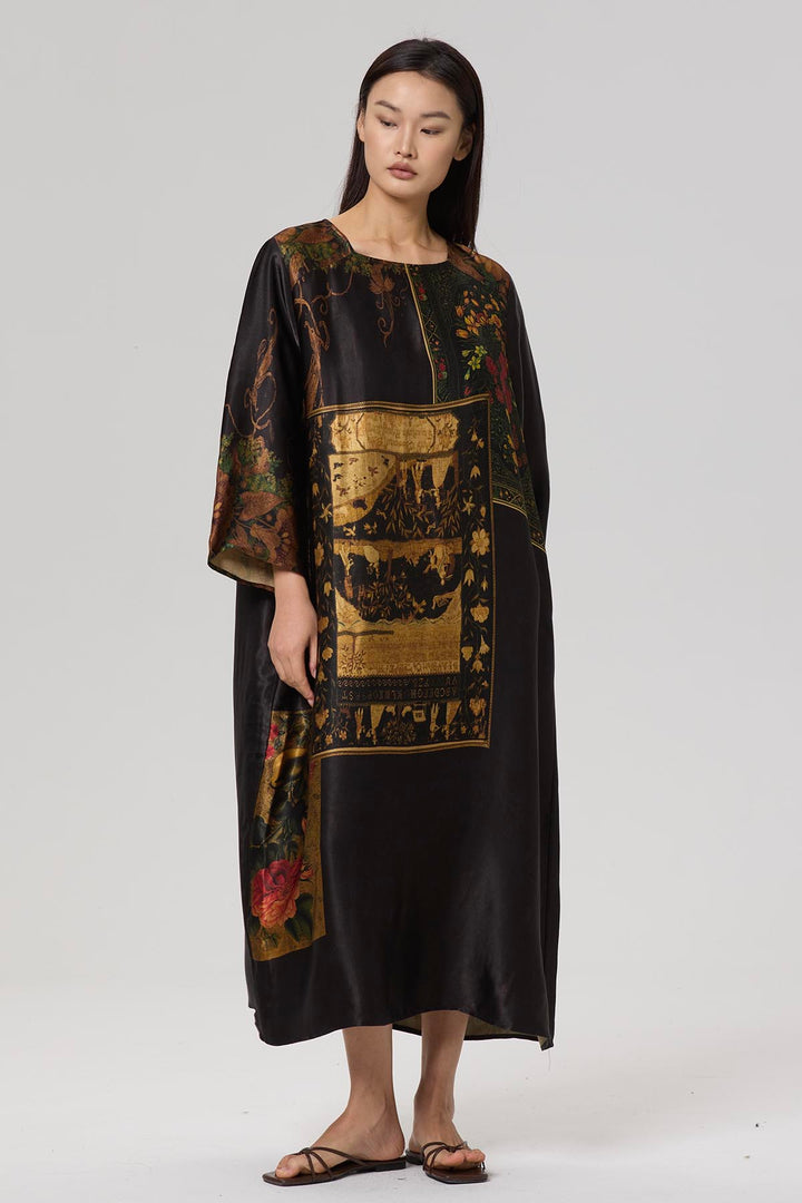 Farah Retro Print Elegant Dress