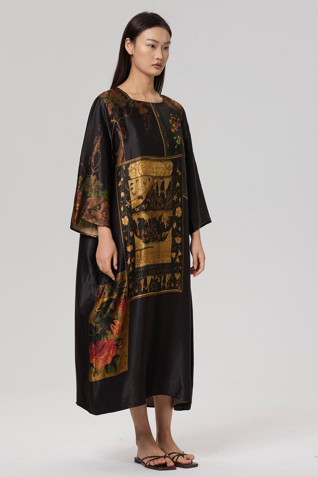 Farah Retro Print Elegant Dress