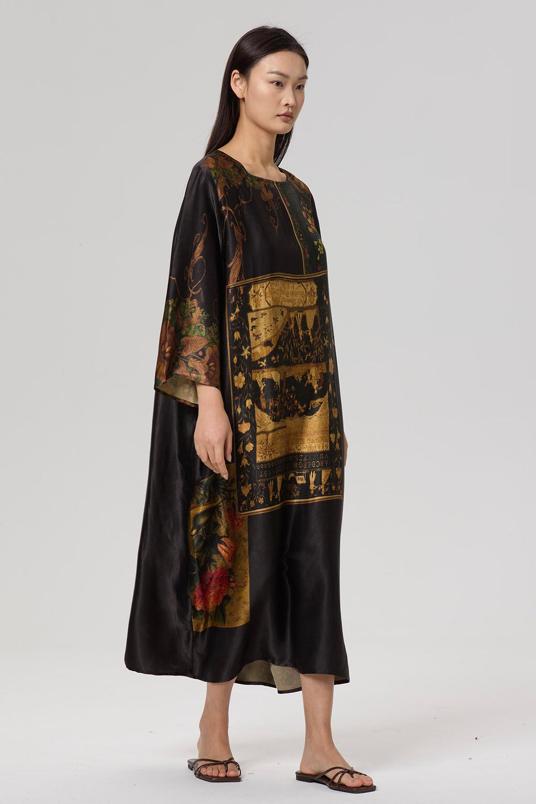 Farah Retro Print Elegant Dress