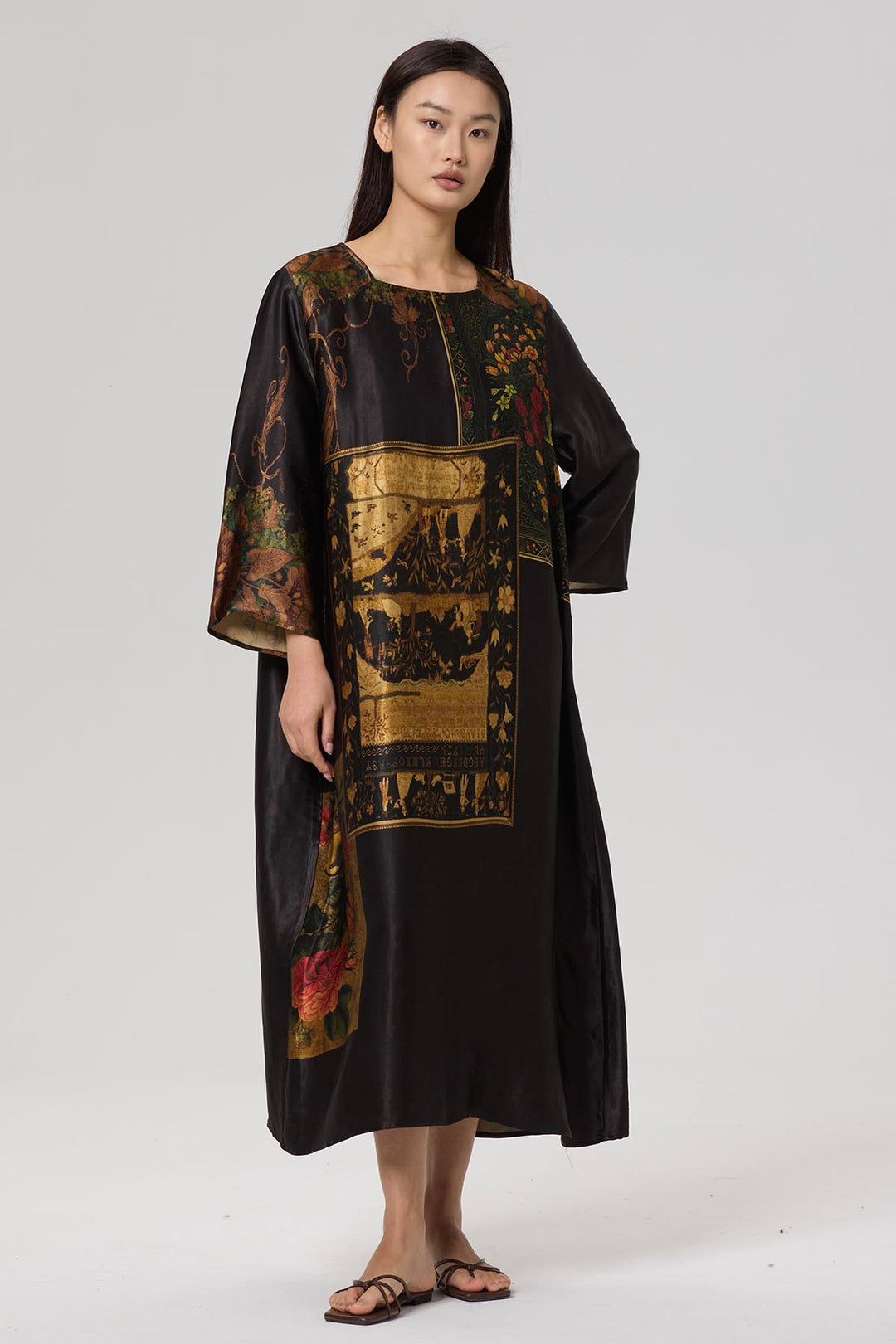 Farah Retro Print Elegant Dress