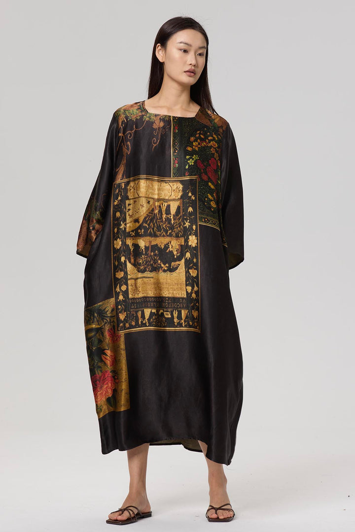 Farah Retro Print Elegant Dress