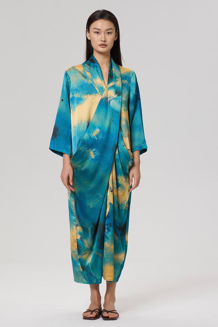 Amalie Cross Front Print Maxi Dress