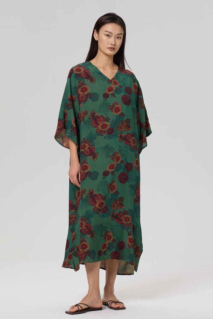 Karia Print V-Neck Casual Maxi Dress