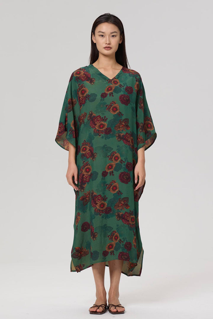 Karia Print V-Neck Casual Maxi Dress