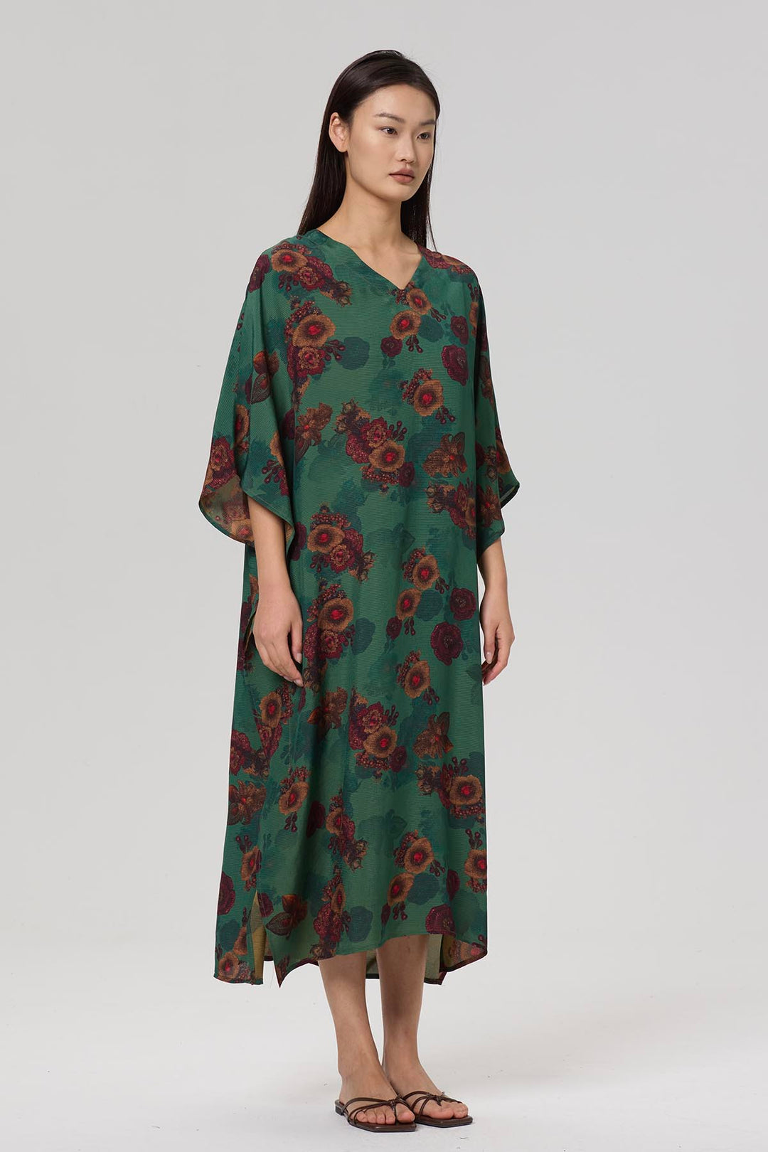 Karia Print V-Neck Casual Maxi Dress