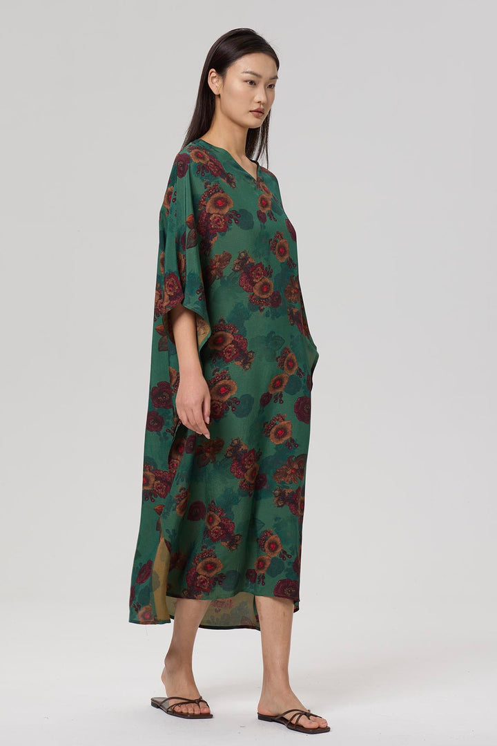 Karia Print V-Neck Casual Maxi Dress