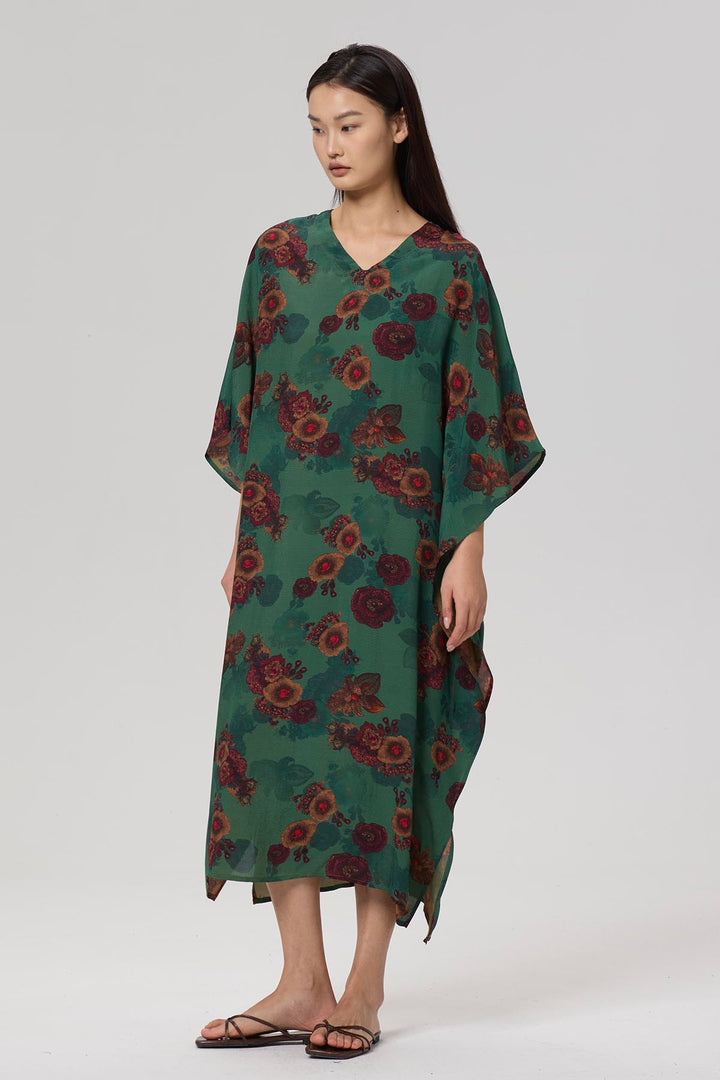 Karia Print V-Neck Casual Maxi Dress