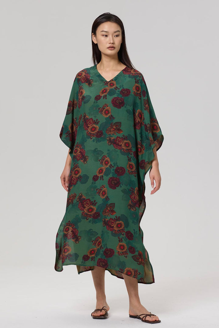 Karia Print V-Neck Casual Maxi Dress