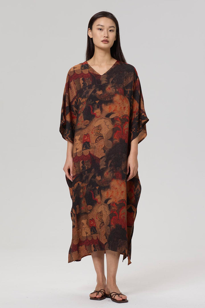 Karia Print V-Neck Casual Maxi Dress