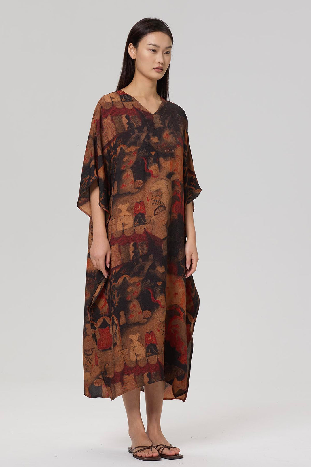 Karia Print V-Neck Casual Maxi Dress