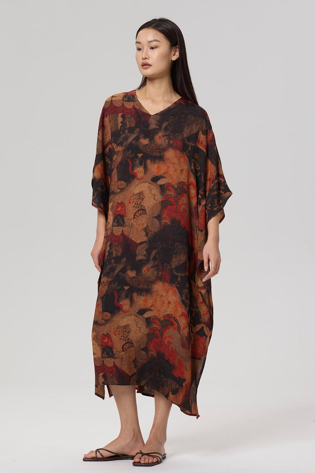 Karia Print V-Neck Casual Maxi Dress