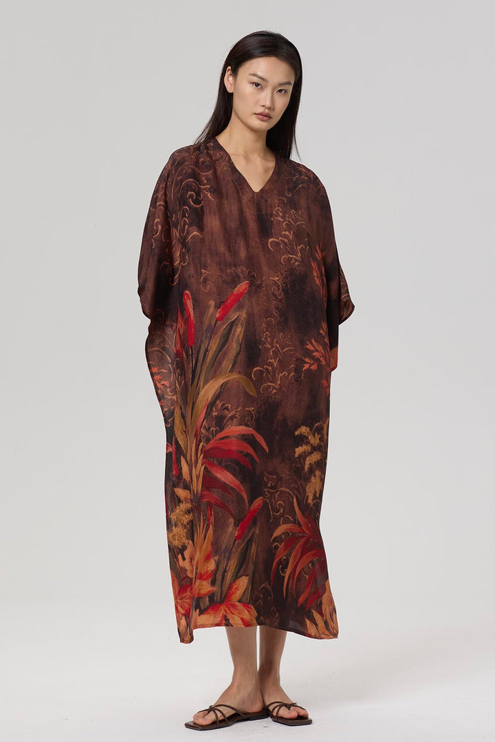 Karia Print V-Neck Casual Maxi Dress