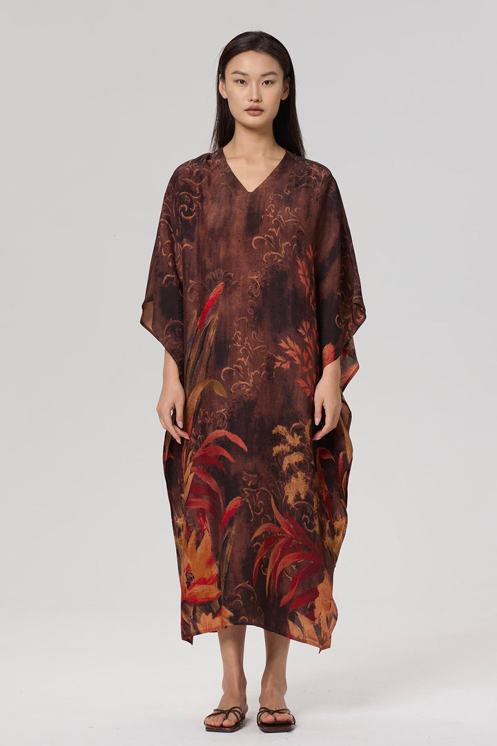 Karia Print V-Neck Casual Maxi Dress