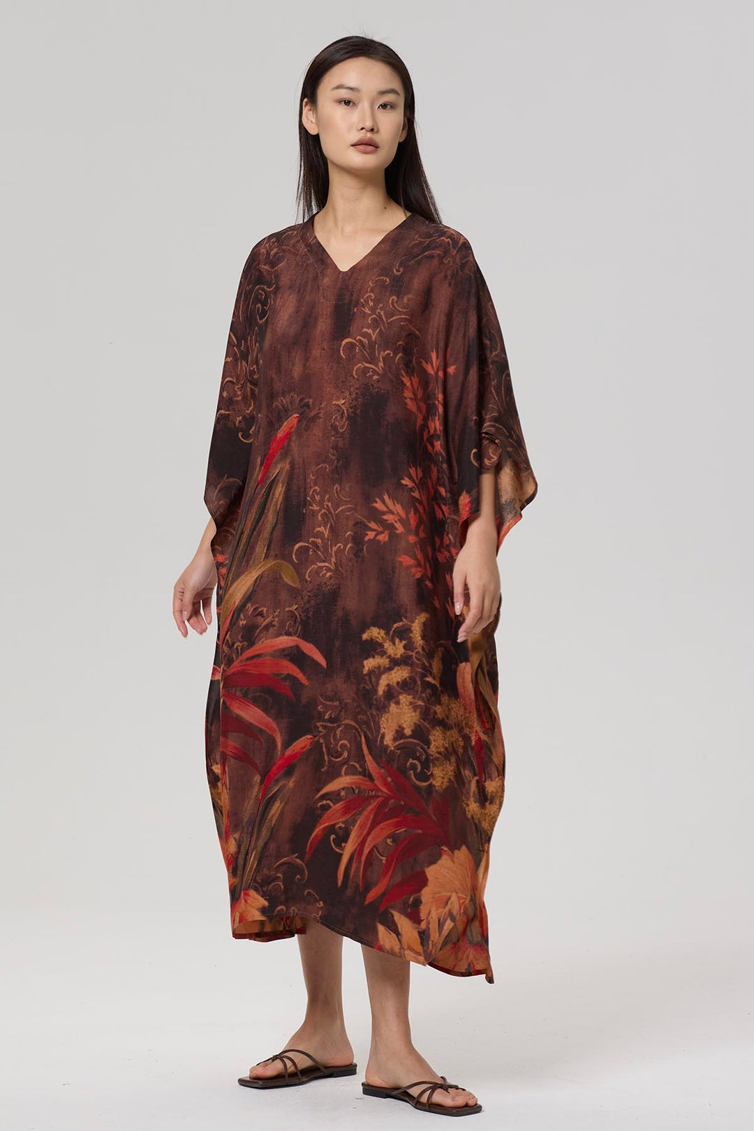 Karia Print V-Neck Casual Maxi Dress