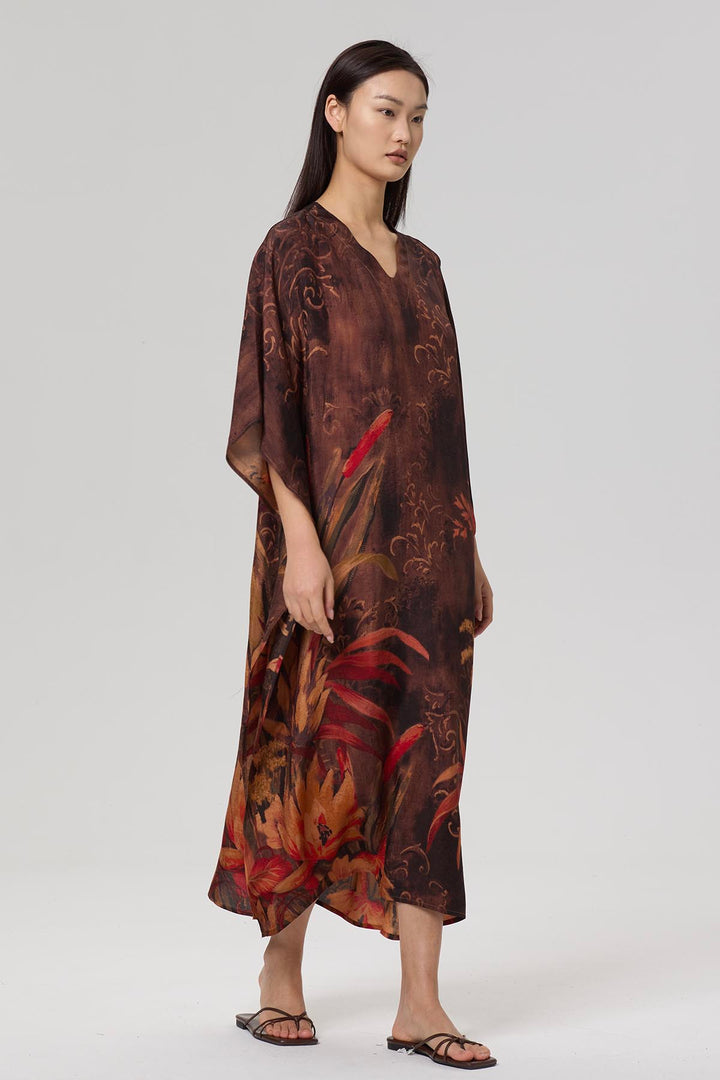 Karia Print V-Neck Casual Maxi Dress