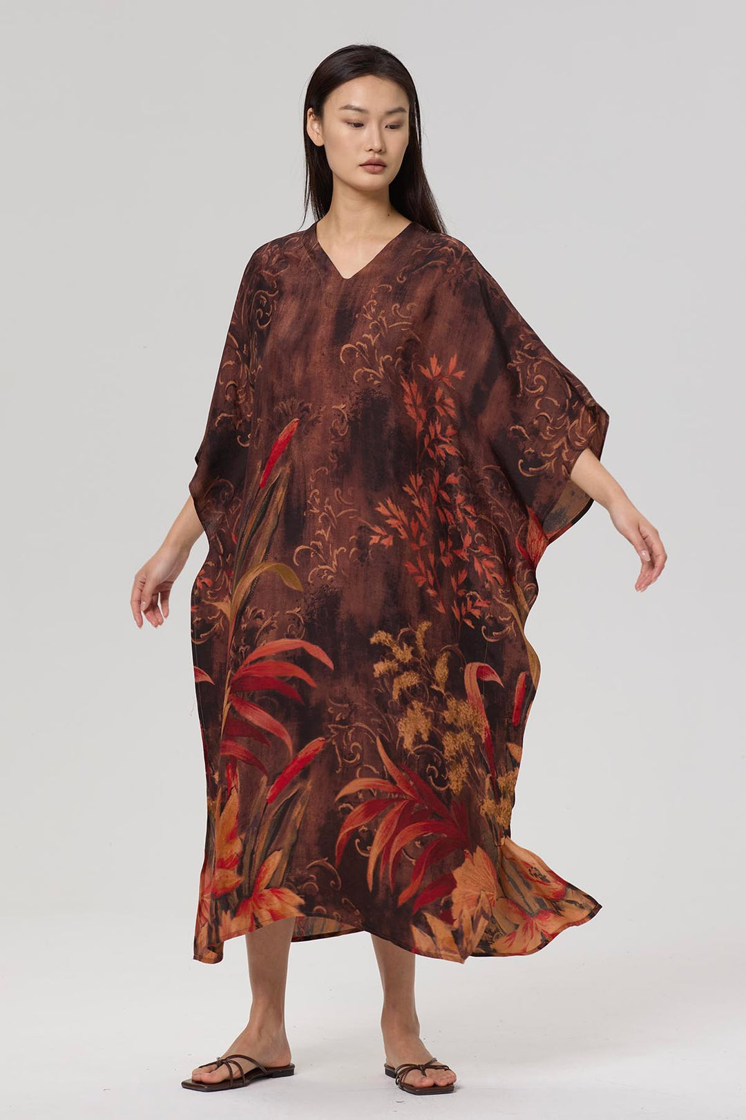 Karia Print V-Neck Casual Maxi Dress