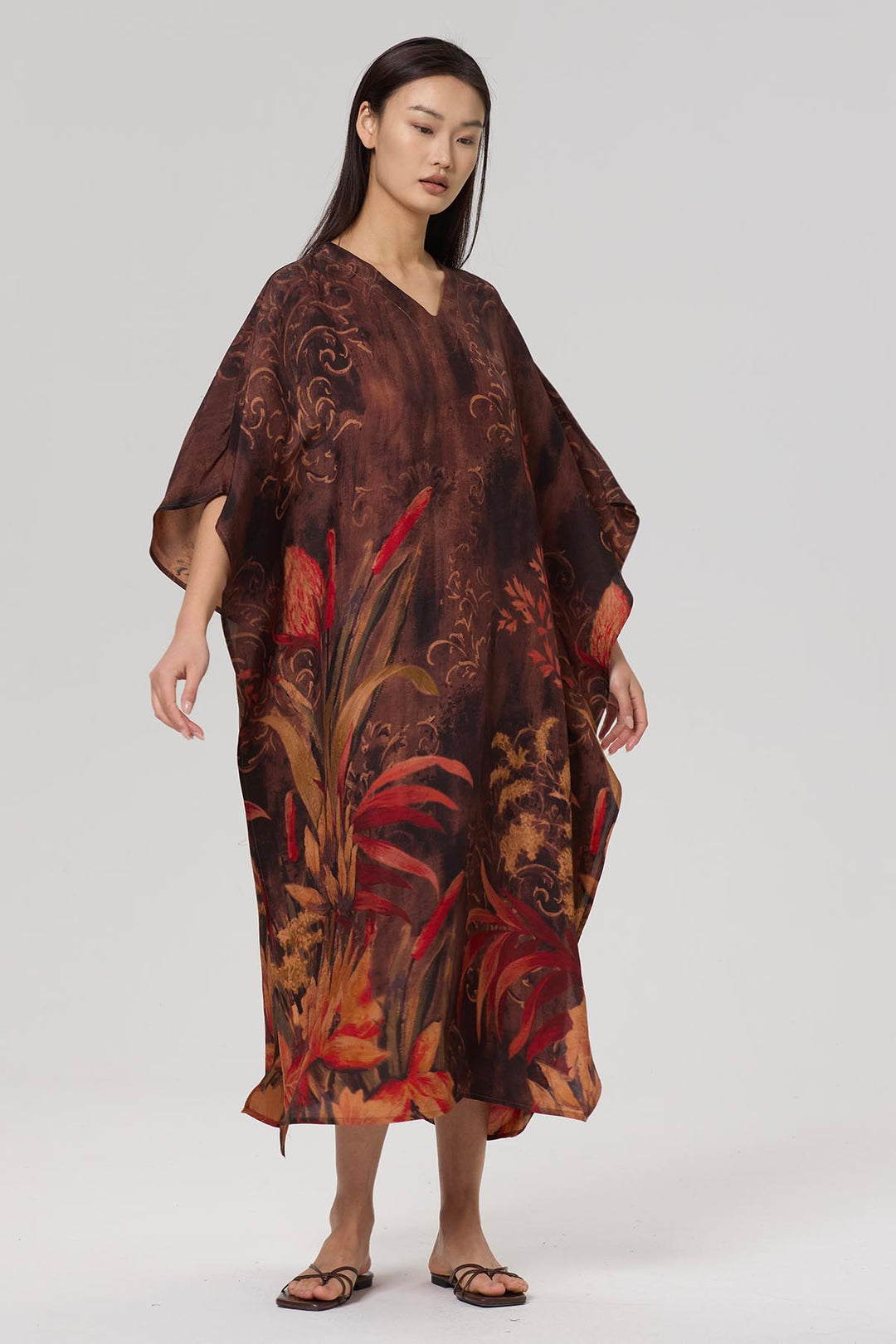 Karia Print V-Neck Casual Maxi Dress