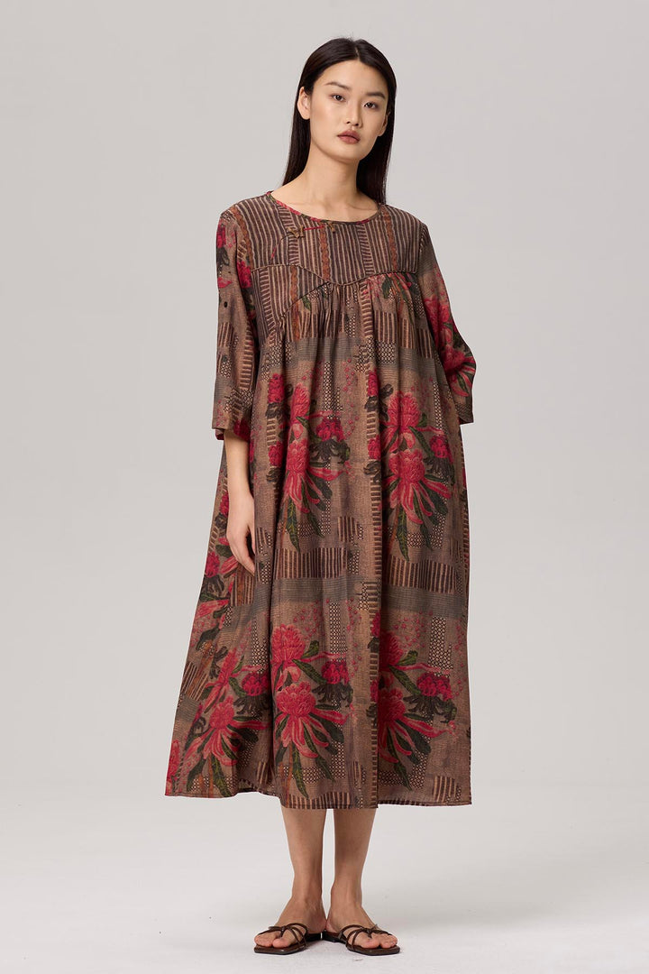 Elyse Retro Print Maxi Dress